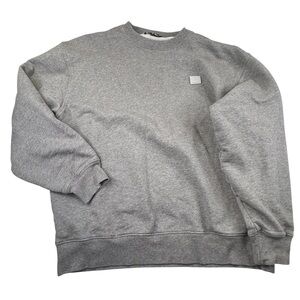 Acne Studios Face Sweatshirt Men's XS Gray Cotton Pullover Stretch Crewneck Logo